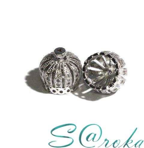 Шапочка корона 10х10мм серебро/1шт