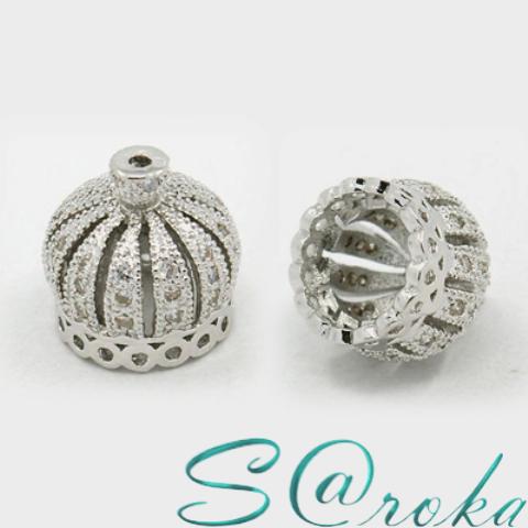 Шапочка корона F001 платина 10мм/1шт