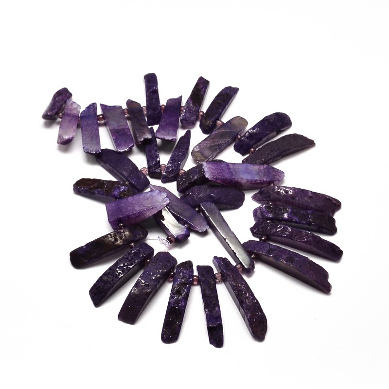 Агат 30~75x7~15мм стики PURPLE/1 нить