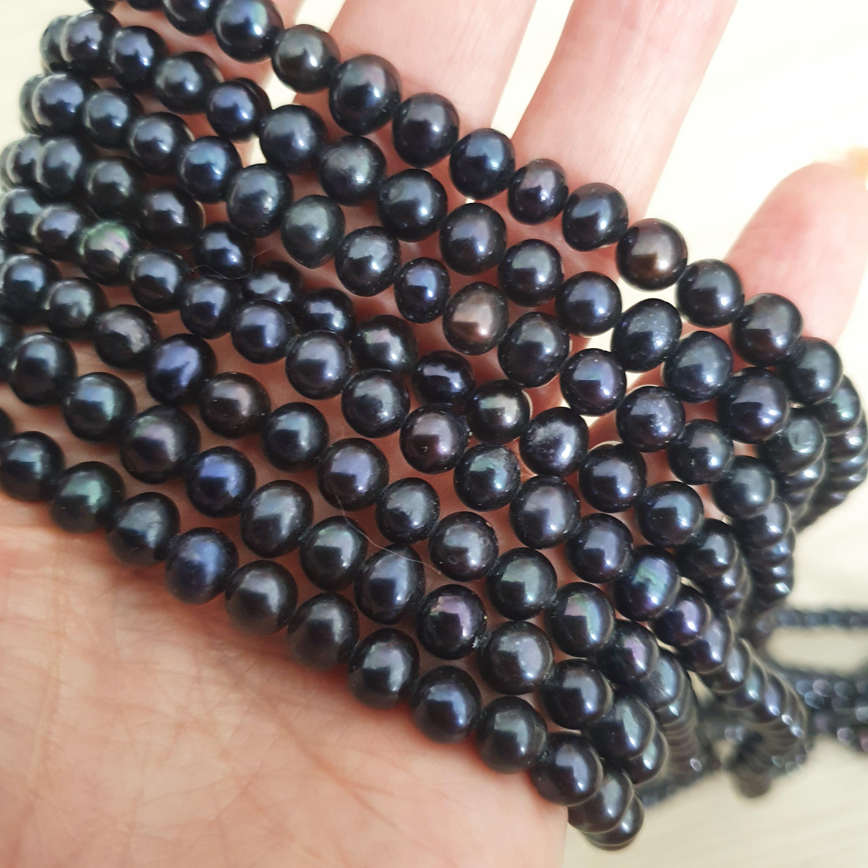 Жемчуг Prussian Blue 6-7.5мм/1 нить