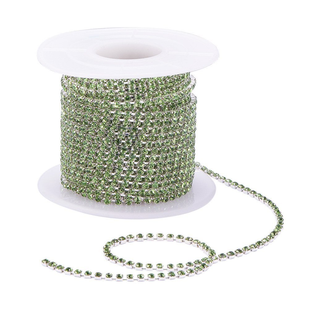 Цепь стразовая PERIDOT 2мм/0.5м